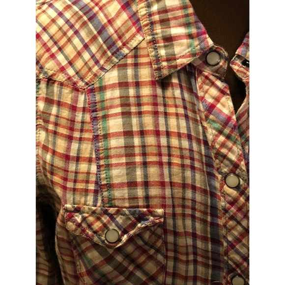 Colorful Old Navy Plaid Shirt sz LG - Picture 3 of 7
